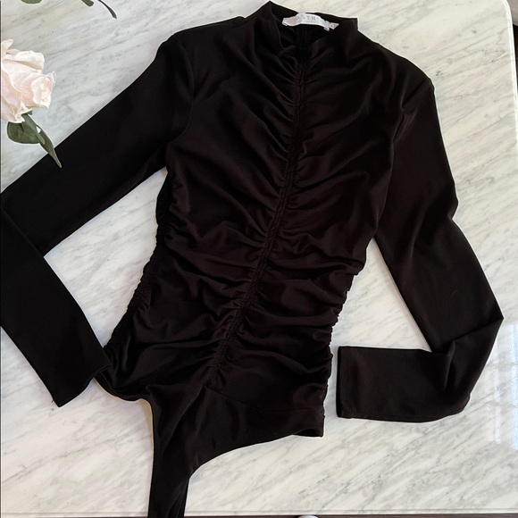 Astr Tops - Astr Black Ruched Bodysuit
